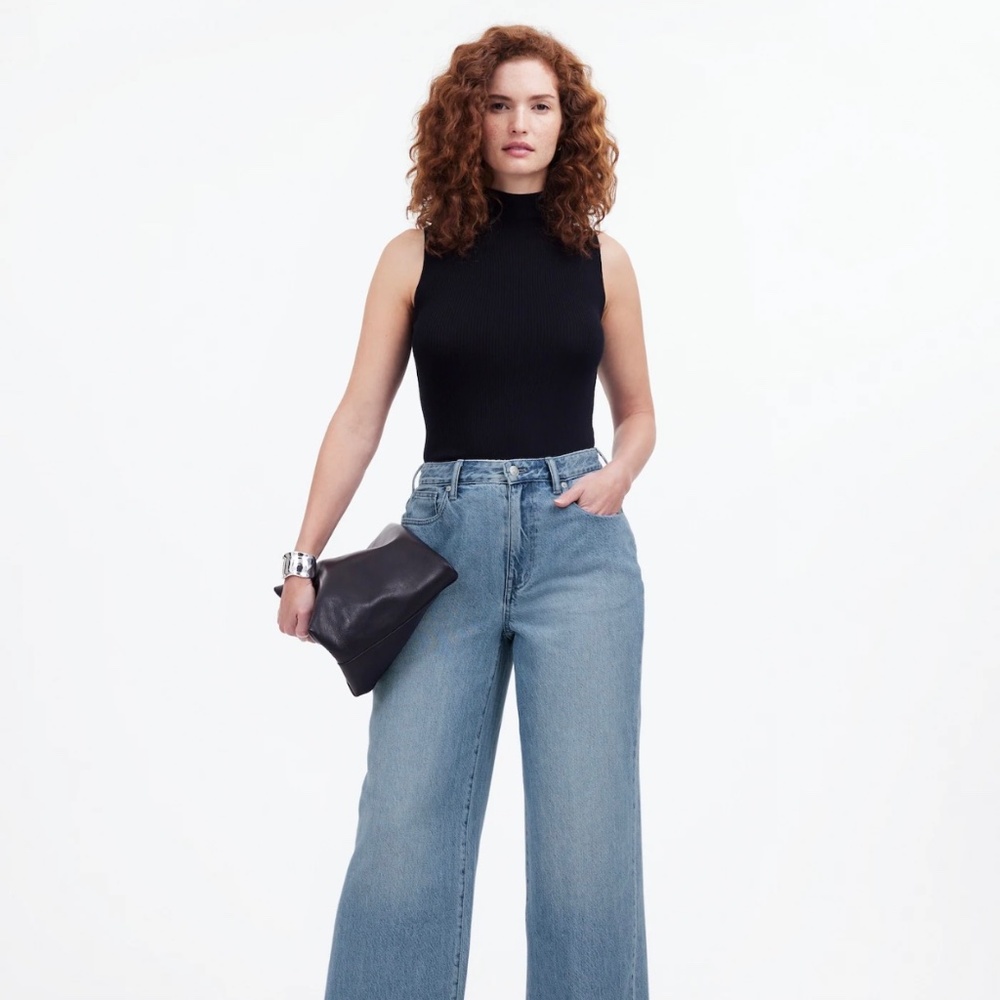 NWT Madewell Curvy Superwide-Leg Jeans in Lintz Wash